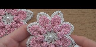Tığ İşi Kolay Çiçek Yapımı - Örgü Modelleri - bebek örgüleri süslemesi örgü çiçek motifleri örgü çiçek yapımı anlatımlı örgü süsleme motifleri yapılışı