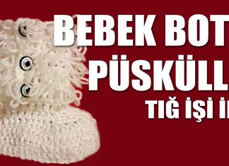 Püsküllü Bebek Botu Yapımı Video - Örgü Modelleri - bebek botu yapılışı video bot şeklinde patik nasıl yapılır bot şeklinde patik yapılışı örgü bot patik yapılışı video