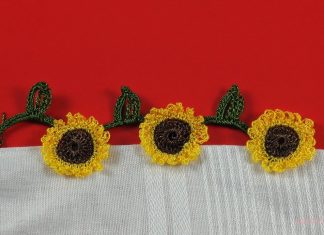 Ayçiçeği Tığ Oyası Yapılışı - Örgü Modelleri - en güzel tığ oyaları ince tığ oyaları köprülü oya modeli sıralı tığ oyaları tığ oyası yazma modelleri