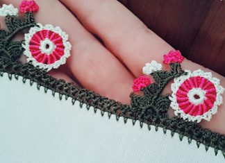 Güllü Çarkıfelek Oyası - Örgü Modelleri - en güzel tığ oyaları oya ve dantel dünyası tığ oyaları sıralı tığ oyası yapılışı yazma örnekleri tığ işi