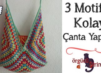 Motifli Tığ İşi Örgü Çanta