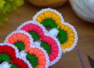 Puf Çiçekli Kare Motif Yapılışı