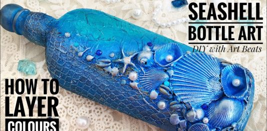 Deniz Kabuklu Cam Şişe Boyama