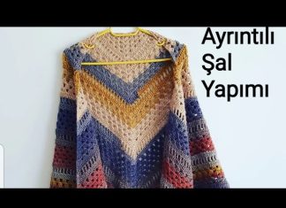 Örgü Renkli Tığ İşi Şal Yapılışı