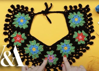 Kare Motifli Örgü Yaka Yapılışı 1