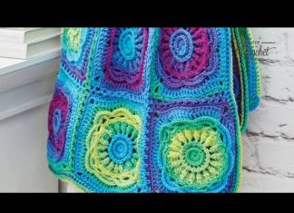 Çiçekli Kare Motif Battaniye Yapılışı Çiçekli Kare Motif Battaniye Yapılışı